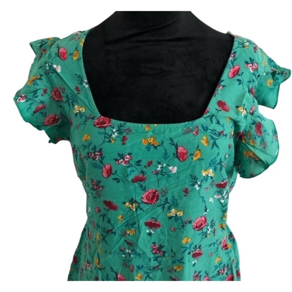 Lottie & Holly Band of Gypsy Collective Floral Tiered Mini Dress Sz Small Green - Picture 3 of 11